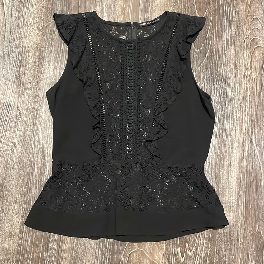 Harlowe & Graham Size S Black Lace Top
